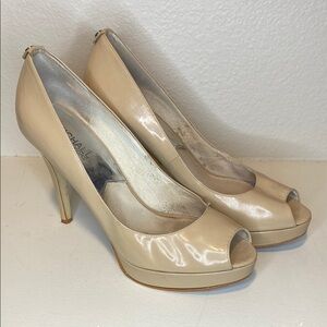 Michael Kors Elegant Cream Peep-Toe Heels